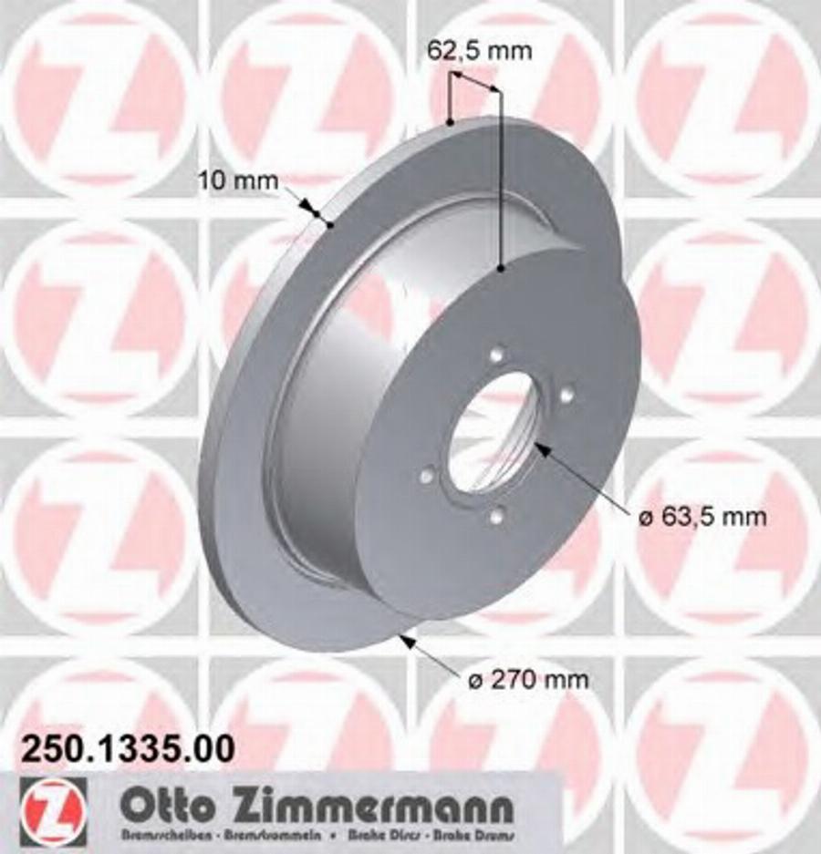 Zimmermann 250 1335 00 - Спирачен диск vvparts.bg