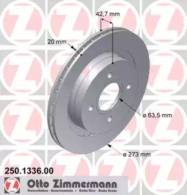 Zimmermann 250.1336.00 - Спирачен диск vvparts.bg