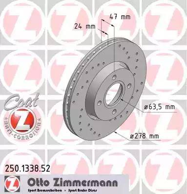 Zimmermann 250.1338.52 - Спирачен диск vvparts.bg