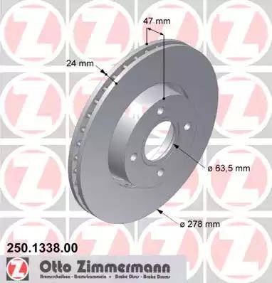 Zimmermann 250.1338.00 - Спирачен диск vvparts.bg