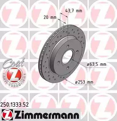 Zimmermann 250.1333.52 - Спирачен диск vvparts.bg