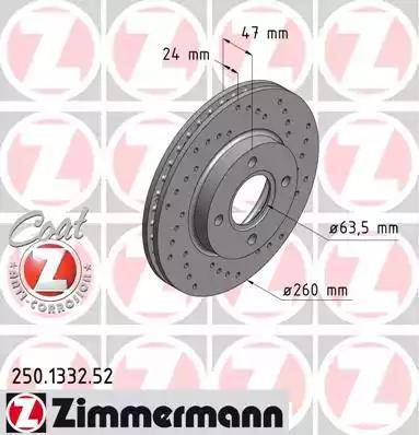 Zimmermann 250.1332.52 - Спирачен диск vvparts.bg