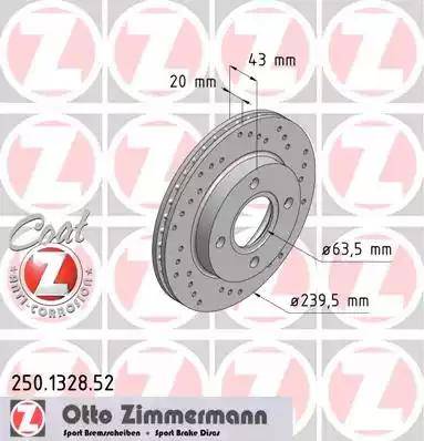 Zimmermann 250.1328.52 - Спирачен диск vvparts.bg