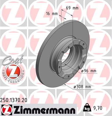 Zimmermann 250.1370.20 - Спирачен диск vvparts.bg