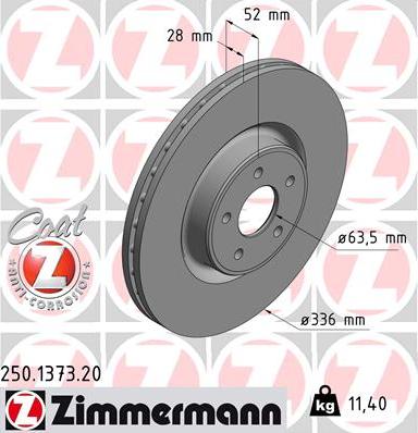 Zimmermann 250.1373.20 - Спирачен диск vvparts.bg