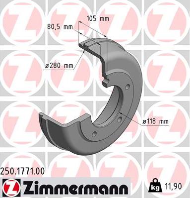 Zimmermann 250.1771.00 - Спирачен барабан vvparts.bg