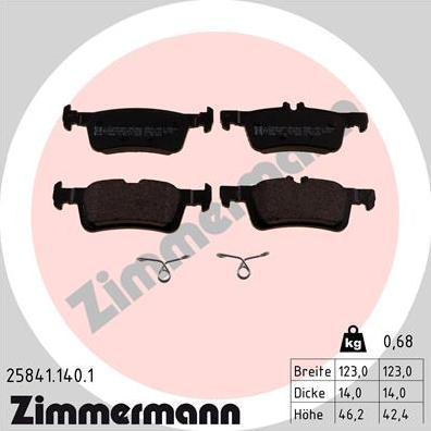 Zimmermann 25841.140.1 - Комплект спирачно феродо, дискови спирачки vvparts.bg