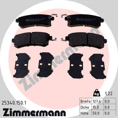 Zimmermann 25340.150.1 - Комплект спирачно феродо, дискови спирачки vvparts.bg