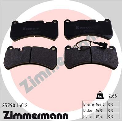 Zimmermann 25790.160.2 - Комплект спирачно феродо, дискови спирачки vvparts.bg