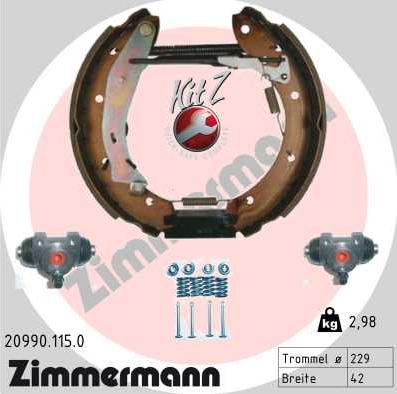 Zimmermann 20990.115.0 - Комплект спирачна челюст vvparts.bg