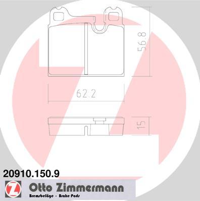 Zimmermann 20910.150.9 - Комплект спирачно феродо, дискови спирачки vvparts.bg