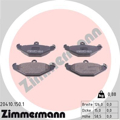 Zimmermann 20410.150.1 - Комплект спирачно феродо, дискови спирачки vvparts.bg