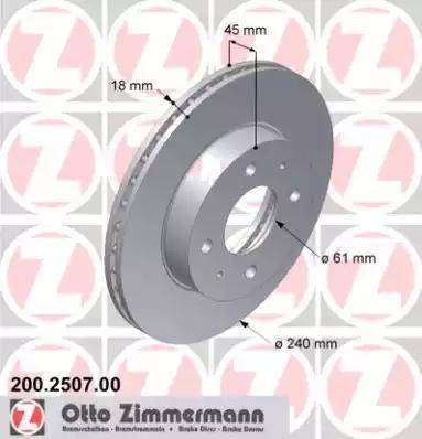 Zimmermann 200.2507.00 - Спирачен диск vvparts.bg