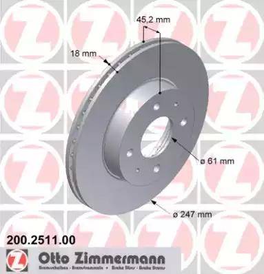 Zimmermann 200.2511.00 - Спирачен диск vvparts.bg
