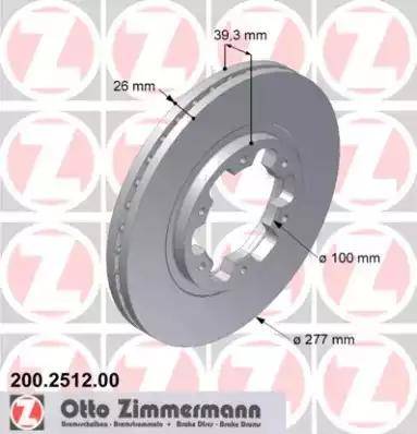 Zimmermann 200.2512.00 - Спирачен диск vvparts.bg