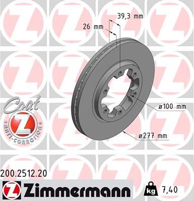 Zimmermann 200.2512.20 - Спирачен диск vvparts.bg