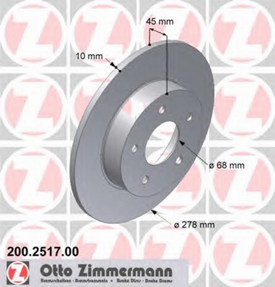 Zimmermann 200.2517.00 - Спирачен диск vvparts.bg
