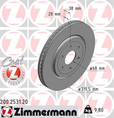 Zimmermann 200.2531.20 - Спирачен диск vvparts.bg