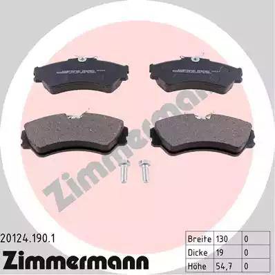 Zimmermann 20124.190.1 - Комплект спирачно феродо, дискови спирачки vvparts.bg