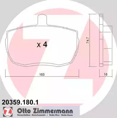 Zimmermann 20359.180.1 - Комплект спирачно феродо, дискови спирачки vvparts.bg
