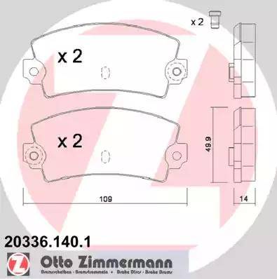 Zimmermann 20336.140.1 - Комплект спирачно феродо, дискови спирачки vvparts.bg