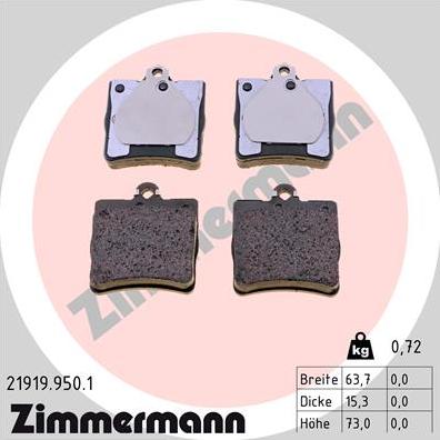 Zimmermann 21919.950.1 - Комплект спирачно феродо, дискови спирачки vvparts.bg