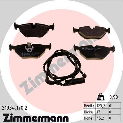 Zimmermann 21934.170.2 - Комплект спирачно феродо, дискови спирачки vvparts.bg