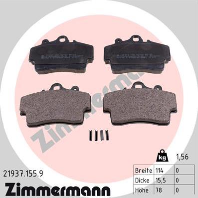 Zimmermann 21937.155.9 - Комплект спирачно феродо, дискови спирачки vvparts.bg