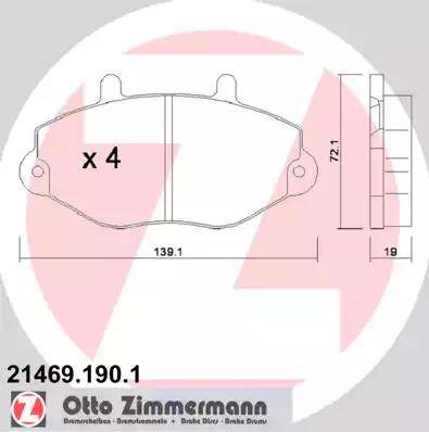 Zimmermann 21469.190.1 - Комплект спирачно феродо, дискови спирачки vvparts.bg