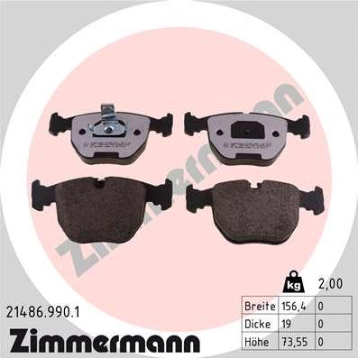 Zimmermann 21486.990.1 - Комплект спирачно феродо, дискови спирачки vvparts.bg