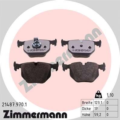 Zimmermann 21487.970.1 - Комплект спирачно феродо, дискови спирачки vvparts.bg