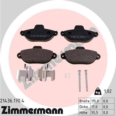 Zimmermann 21436.170.4 - Комплект спирачно феродо, дискови спирачки vvparts.bg