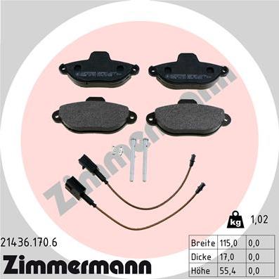 Zimmermann 21436.170.6 - Комплект спирачно феродо, дискови спирачки vvparts.bg