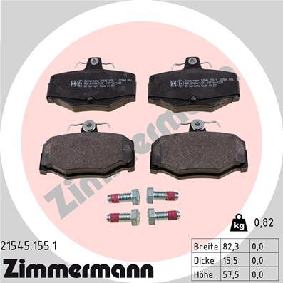 Zimmermann 21545.155.1 - Комплект спирачно феродо, дискови спирачки vvparts.bg