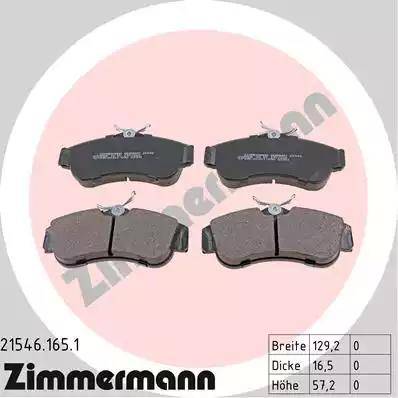 Zimmermann 21546.165.1 - Комплект спирачно феродо, дискови спирачки vvparts.bg