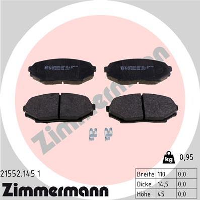 Zimmermann 21552.145.1 - Комплект спирачно феродо, дискови спирачки vvparts.bg