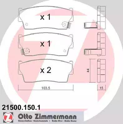 Zimmermann 21500.150.1 - Комплект спирачно феродо, дискови спирачки vvparts.bg