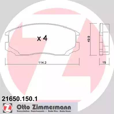 Zimmermann 21650.150.1 - Комплект спирачно феродо, дискови спирачки vvparts.bg