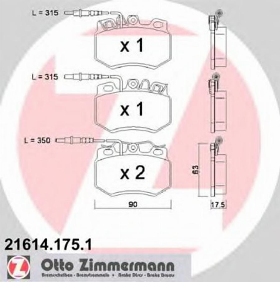 Zimmermann 216141751 - Комплект спирачно феродо, дискови спирачки vvparts.bg