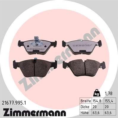 Zimmermann 21677.995.1 - Комплект спирачно феродо, дискови спирачки vvparts.bg