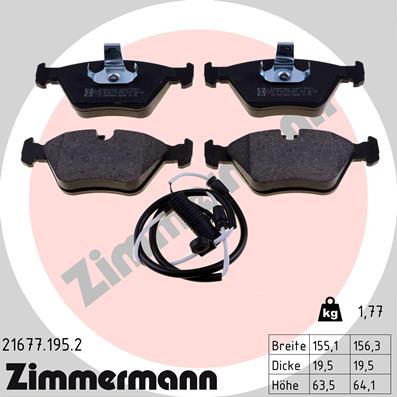 Zimmermann 21677.195.2 - Комплект спирачно феродо, дискови спирачки vvparts.bg