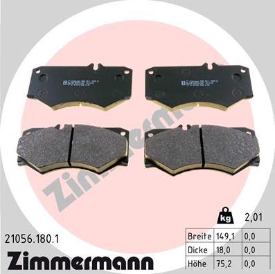 Zimmermann 21056.180.1 - Комплект спирачно феродо, дискови спирачки vvparts.bg