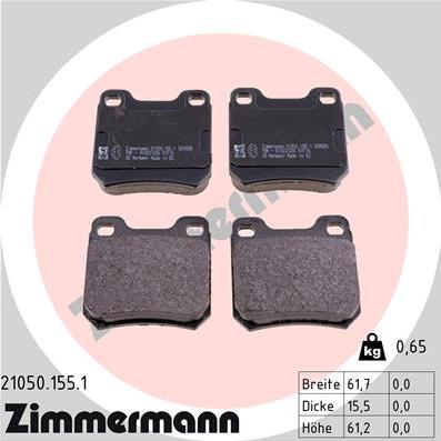 Zimmermann 21050.155.1 - Комплект спирачно феродо, дискови спирачки vvparts.bg