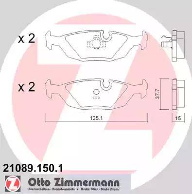 Zimmermann 21089.150.1 - Комплект спирачно феродо, дискови спирачки vvparts.bg