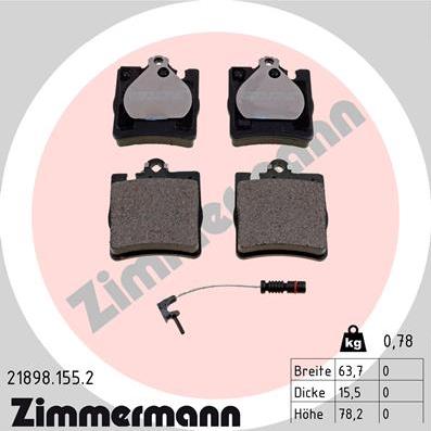 Zimmermann 21898.155.2 - Комплект спирачно феродо, дискови спирачки vvparts.bg