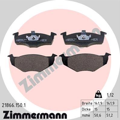 Zimmermann 21866.150.1 - Комплект спирачно феродо, дискови спирачки vvparts.bg