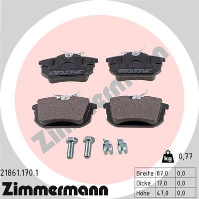Zimmermann 21861.170.1 - Комплект спирачно феродо, дискови спирачки vvparts.bg