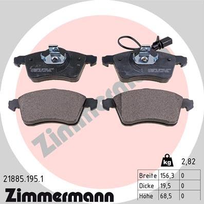 Zimmermann 21885.195.1 - Комплект спирачно феродо, дискови спирачки vvparts.bg