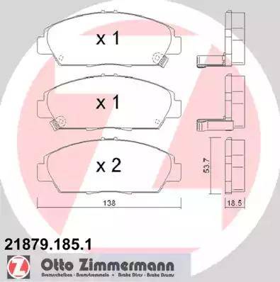 Zimmermann 21879.185.1 - Комплект спирачно феродо, дискови спирачки vvparts.bg