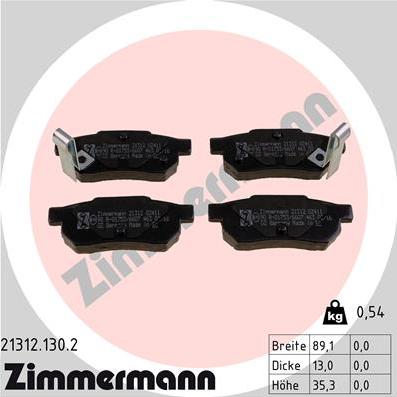 Zimmermann 21312.130.2 - Комплект спирачно феродо, дискови спирачки vvparts.bg